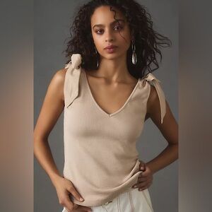 Anthropologie The Rafaela Bow-Tie Tank Top by Maeve light pink SAND